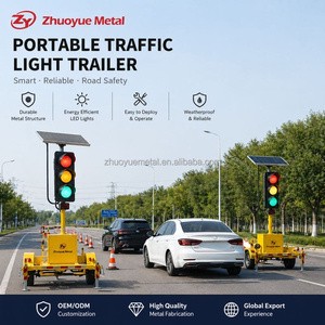 Portable Traffic Light Trailer | Solar Powered Temporary Traffic Signal for Road Construction and Traffic Control OEM
