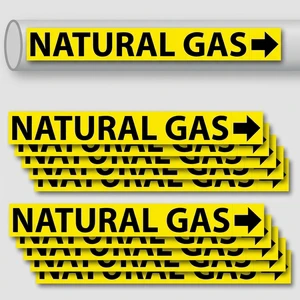 ANSI Compliant Yellow Vinyl Natural Gas Pipe Identification Wraps HighVisibility Warning Lettering Tape For Refinery Plant