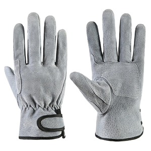 Pigskin Leather Welding Gloves Heat Resistant Durable Flexible 24CM Grey Safety Work Gloves for Welders