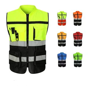 Unisex Safety Vest High Visibility Reflective Construction Workwear Security Multi Pockets Reflective Safety Clothing