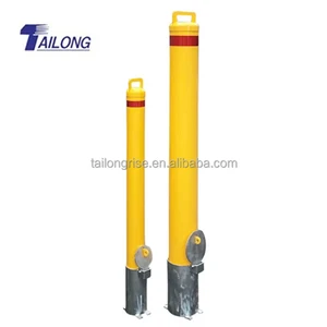 Inground Security Bollard Lockable Safety Steel Pipe Manual Bollards Post with Sleeves Traffic Parking Removable Metal Bollard