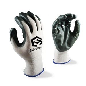 CHUANGYING Nitrile Coated Waterproof Anti-Slip Work Gloves For Men Construction Mechanics Grey Color Customizable