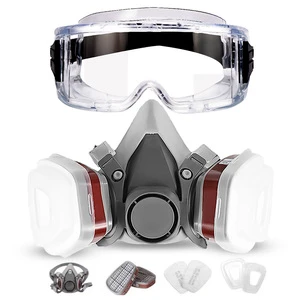 CF6200 Half Face Gas Mask Set for Welding Painting Rubber-Plastic Reusable Dual Cartridge Kit CE OEM Factory