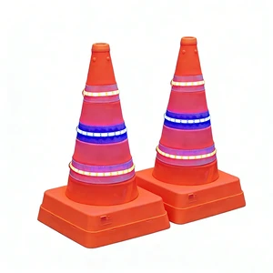 Collapsible Waterproof Traffic Safety Cones Lighting-Powered Road Safety Cone for Traffic Management