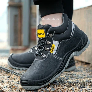 Men's Industrial Safety Shoes with Waterproof Steel Toe & Anti-Static Rubber Sole for Warehouse Construction & Factory Use