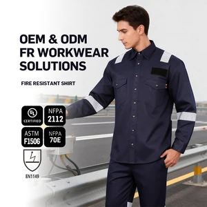 Wholesale Modacrylic NFPA 2112 Flame Resistant Workwear FR Long Sleeve Flame Retardant Clothing Safety Shirt