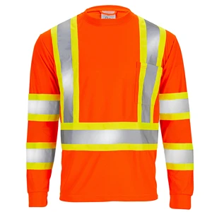 Hot Sale Hi Vis Men Work Shirt Construction Mining Uniform Long Sleeve Workwear Custom Logo Reflective Safety Clothes