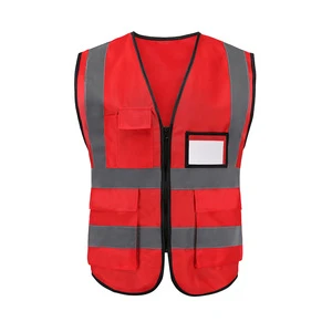 Multi Pocket Reflective Safety Vest, Fluorescent High Visibility Work Vest for Construction Workers