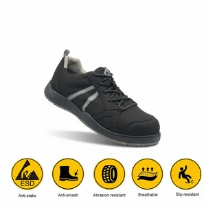 Unisex Summer Outdoor European Standard Safety Shoes Steel Toe Work Boots Mesh Breathable Anti-static ESD Outsole Construction