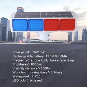 Solar Powered Traffic Barrier Light Strong LED Flashing in Red Blue with Night Warning Integrated Safety Traffic Signal Light