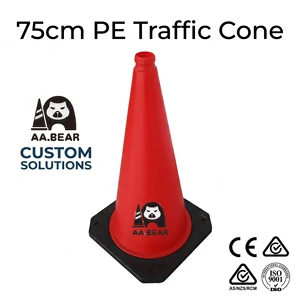 75cm HDPE Traffic Cone 750mm Plastic Safety Road Cone with Reflective Tape 30 Inch PE Warning Cone for Highway Custom Logo