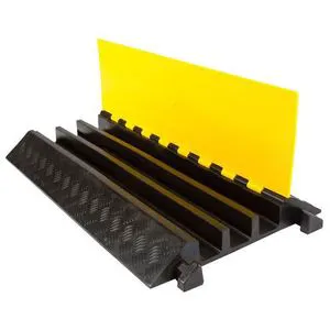 Portable 3-Channel Speed Bump in Natural and Carbon Black Rubber for Concrete Surfaces