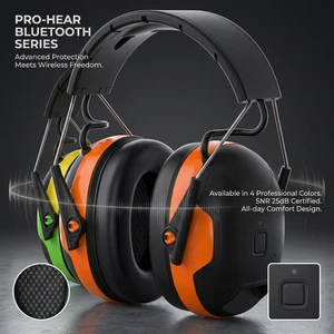 40H Playtime Wireless Bluetooth Hearing Protection Earmuffs NRR 27dB Noise Cancelling Safety Ear Muffs with Gel Ear Pads