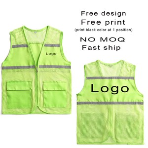Custom Breathable Mesh Hi Vis Reflective Jacket Workwear Public Volunteer Clothing Safety Work Reflective Vest With Pockets Logo