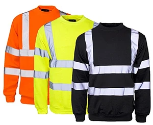 Road Work Hi Vis Reflective Men High Visibility Safety Hoodie Long Sleeve 100% Polyester Reflective Shirt with Hi Vis Strap