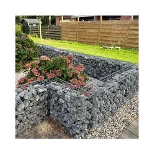Welded Gabion Column Pillar 200x200mm For Garden Entrance Gate Decoration With Stone Fill Modern Landscape Design