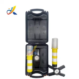 Portable LED Traffic Warning Light Set with Foldable Base and Carry Case for Road Safety Use