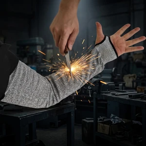 High Quality CE EN388 EN420 ANSI/AISEA Certified HPPE Level 5 Anti-Cut Tear-Resistant Arm Sleeve Thumb Hole Sounico YJ26