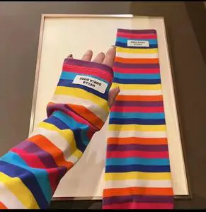 Fashion Trendy Ice Silk Sleeves Striped Loose Sunscreen Sleeves Anti UV Summer Driving Sun Protective Sleeves for Women