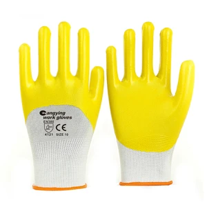 CY Nitrile Mens Industrial Work Gloves With Anti-Slip Waterproof Features CE Certified Nitrile Coated Safety Gloves For Work