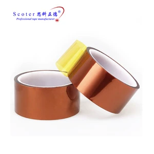Polyimide PI Film Masking Tape Gold Heat Resistant High Temperature Silicone Hot Melt Adhesive Warning Use