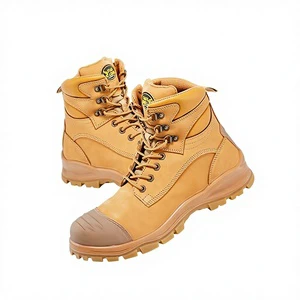 Australian Labor Protection Shoes Martins Steel Toe Cowhide Men Anti-smashing Anti-puncture Side Zipper Anti-slip Wear-resistant