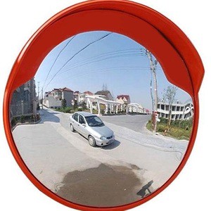 INTEGER PC Convex Traffic Mirror Wide Angle Curved Safety Mirror High Quality Orange Red/Black 360 View Outdoor Road