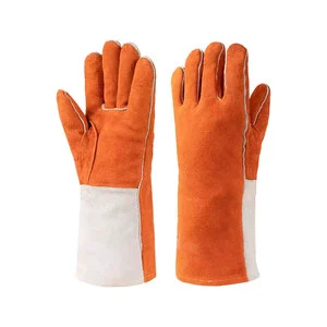 Long Cuff Welder Working Gloves Thick Leather Heat Resistance Fire Resistant Argon Arc Welding Gloves