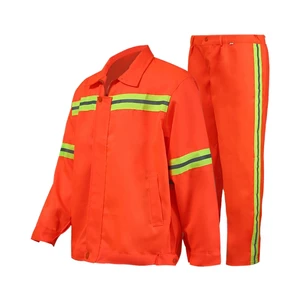 Long Sleeve Sanitation Worker Road Maintenance Safety Workwear Polyester Reflective Strip Construction Labor Protection Clothing