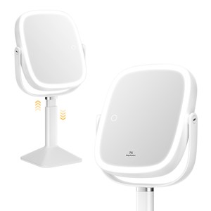 Tabletop Makeup Mirror With 3 Color Modes Adjustable Brightness Height Adjustable Telescopic Rechargeable Cosmetic Mirror