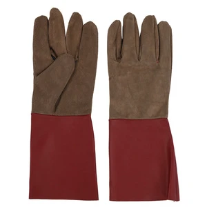 Electric Welding Gloves Cow Second-Layer Leather Cuffs Thickened Heat-Insulated Work Safety Protective High-Temperature Gloves