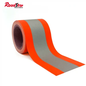 10 cm FR 100% Cotton Flame Retardant Fabric Yellow/Orange-Silver Reflective Tape Clothes Flame Retardant Reflective Fabric