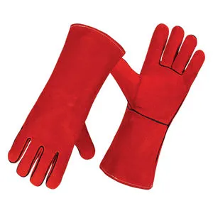 Red Cow Split Leather Anti-Slip Welding Gloves Industrial Safety Heavy Duty Flame Resistant Workman Gloves All Seasons