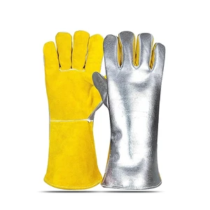 Heavy Duty Leather Welding Gloves Cowhide Shell Kevlar Lining EN420 Fireproof Anti-smash Breathable/Comfortable Full Thumb