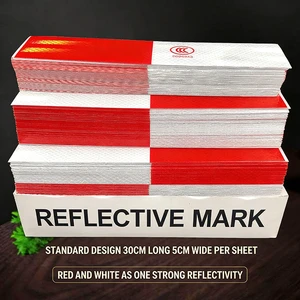 Red White High Visibility Reflective Acrylic PVC Tape | Customizable Strong Waterproof Safety Warning Label for Cars Trucks