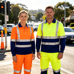 EN20471 Wholesale Customize Breathable Construction Mining Oil Gas Long Sleeve Hi Vis Reflective Road Safety Clothing Work Shirt