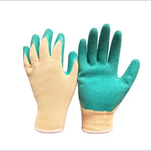 Durable Latex Rubber-Coated Crinkled Labor Protection Gloves with Knit Wrist Cuff for Gardening Construction Electric Welding