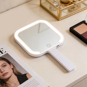 Multifunctional Handle Vanity Mirror LED Makeup Tools Square Shape Compact Print Mini Cosmetic Hand Hi Mirror