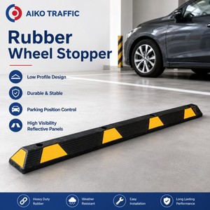 Aiko Rubber+Plastic Parking Curb With Reflective Strips Customizable Height 70-200mm Underground Wheel Stopper
