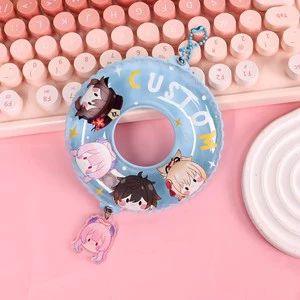 Custom Acrylic Inflatable Swim Ring Keychain Mini Lifebuoy Bag Charm Summer Pool Party Personalized Anime Lightweight Gift Bulk