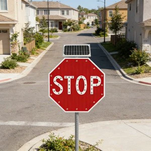 60cm Construction Zone Traffic Sign High Intensity Reflective Solar LED Stop Sign LED Flashing Stop Sign for Road Safety