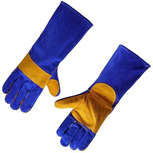 Heat Fire Resistant Breathable Anti-slip Customizable Long Sleeve Leather Welding Gloves for Pot Welder