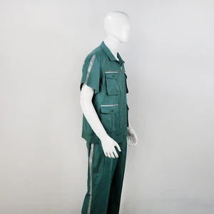 Anti-static 360° Reflective Short Sleeve Workwear Set | 4 Cargo Pockets Heavy Duty Mechanic Suit | Industrial Safety Uniform