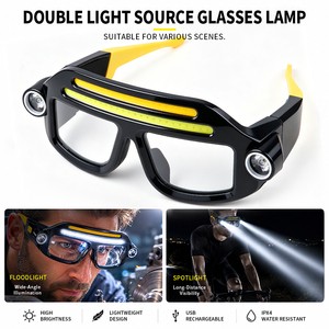Head-Mounted ABS Glasses Lamp Hands-free Work Lighting With Side Flashlights Motion Sensor Rechargeable LED Light For Working
