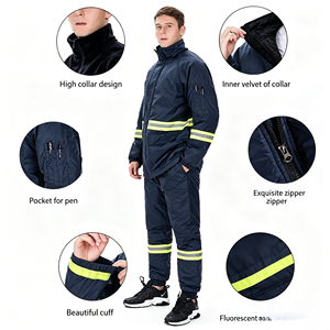 2026 NEW Insulated Nylon Freezer Work Suit Windproof Waterproof Cold Storage Protective Clothing Reflective Tape Detachable Hood