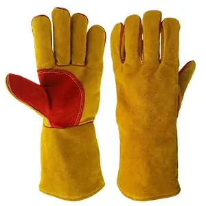 Long Cuffing Welding Gloves, Cowhide Leather Safety Working Gloves, Kelvar Stitched Leather Gloves