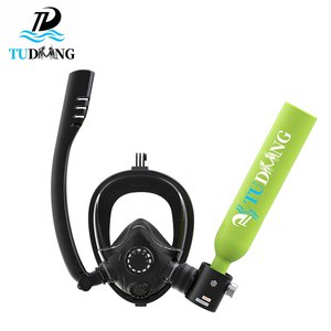 TUDIVING Manufacturer Wholesale 5-10mins Breathing Mouthpiece Scuba Diving Anti-Leak Full Face Dive Mask With 0.5L Air Bottle