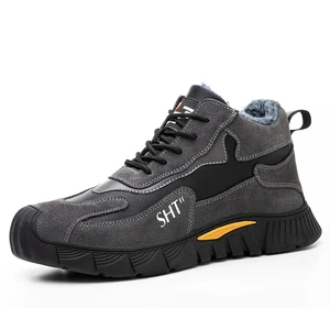 New Winter Work Safety Shoes Steel Toe Anti-Impact Anti-Puncture Protection Warm Fleece PVC Insole Rubber Band Welding Factory