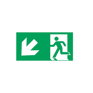 Emergency Exit Down Left Arrow Sign 150*300mm Luminescent PVC Traffic Sign