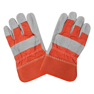 Welding Leather Cowhide Gloves Red Short Style Industrial Labor Safety Protective Welding Work Gloves Wholesale Double Palm